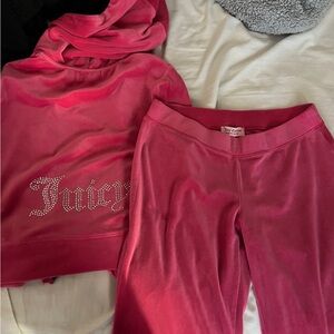 Juicy Couture Pink Velour Tracksuit with Rhinestones